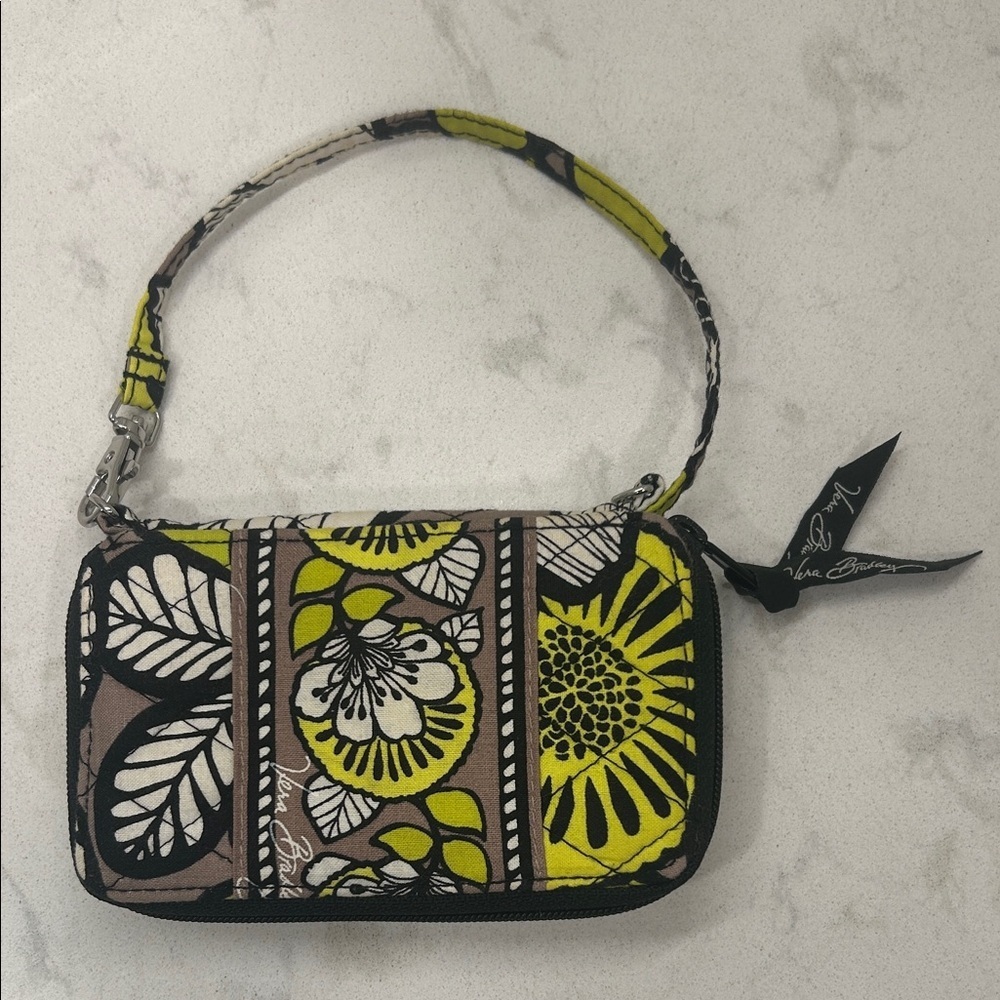 Vera Bradley Yellow and Black Floral Wristlet Retired - Picture 10 of 10